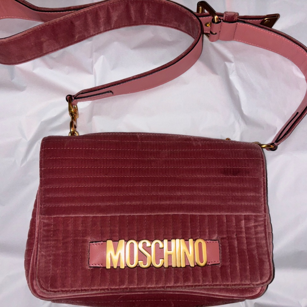 Pink velvet moschino shoulder bag